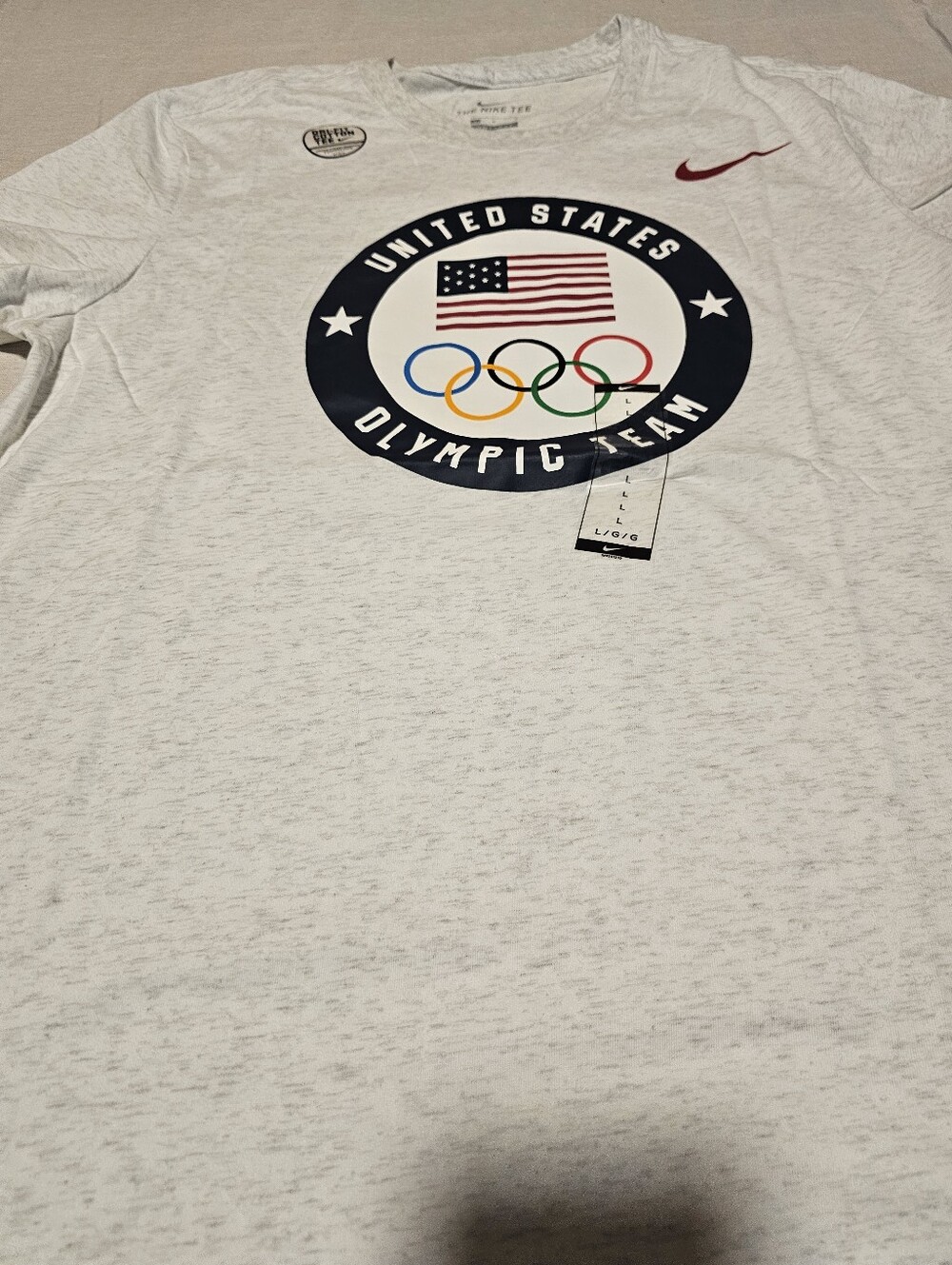 Nike Men’s White United States Olympic Team Logo Tee Lg Dri Fit